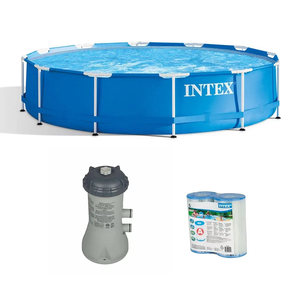 Intex 12' x 30" Above Ground Pool w/ Filter Pump System & Filter Cartridge