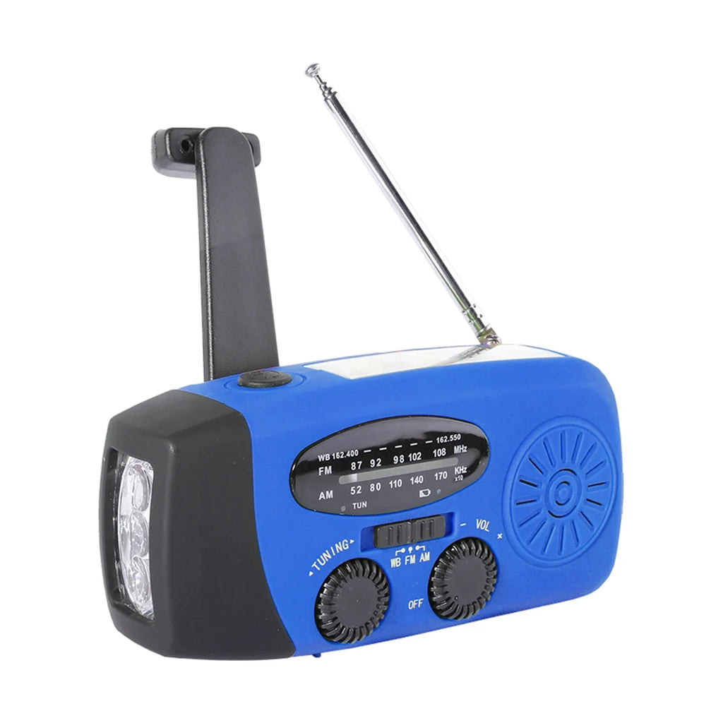 OWSOO Hand Crank Solar climate AM / / NOAA atmospheric conditions Rechargeable Portable  Bank with Solar Charging & Hand Crank & Battery Operated Flashlight Cell Reading Lamp for Camping Hiking Adve