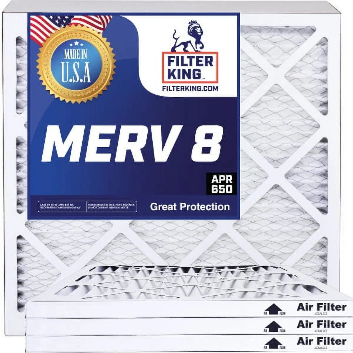 Filter King 20x50x1 Air Filter | 4-PACK | MERV 8 HVAC Pleated A/C Furnace Filters | MADE IN USA | Actual Size: 20 x 50 x .75"