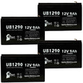 4x Pack - matching Opti-ups 280ES Battery - Replacement UB1290 Universal Sealed Lead Acid Battery (12V, 9Ah, 9000mAh, F1 Terminal, AGM, SLA) - Includes 8 F1 to F2 Terminal Adapters
