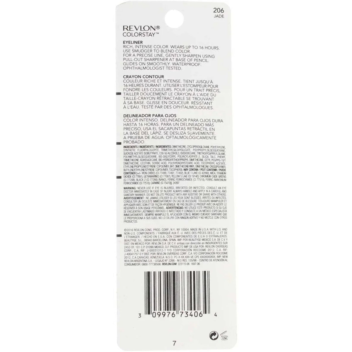 Revlon ColorStay Eyeliner Pencil, Jade [206] 0.01 oz (Pack of 4)