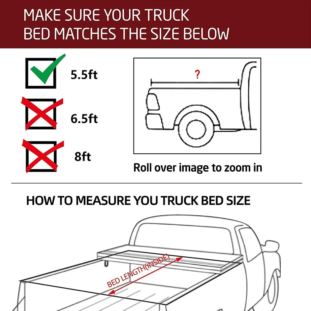 Kikito Vinyl Soft Roll-Up Tonneau wrap Truck Bed for 2022-2024 Tundra 5.6FT (66.7") Bed w/o Trail Edition (for Models Without The Deck Rail System)