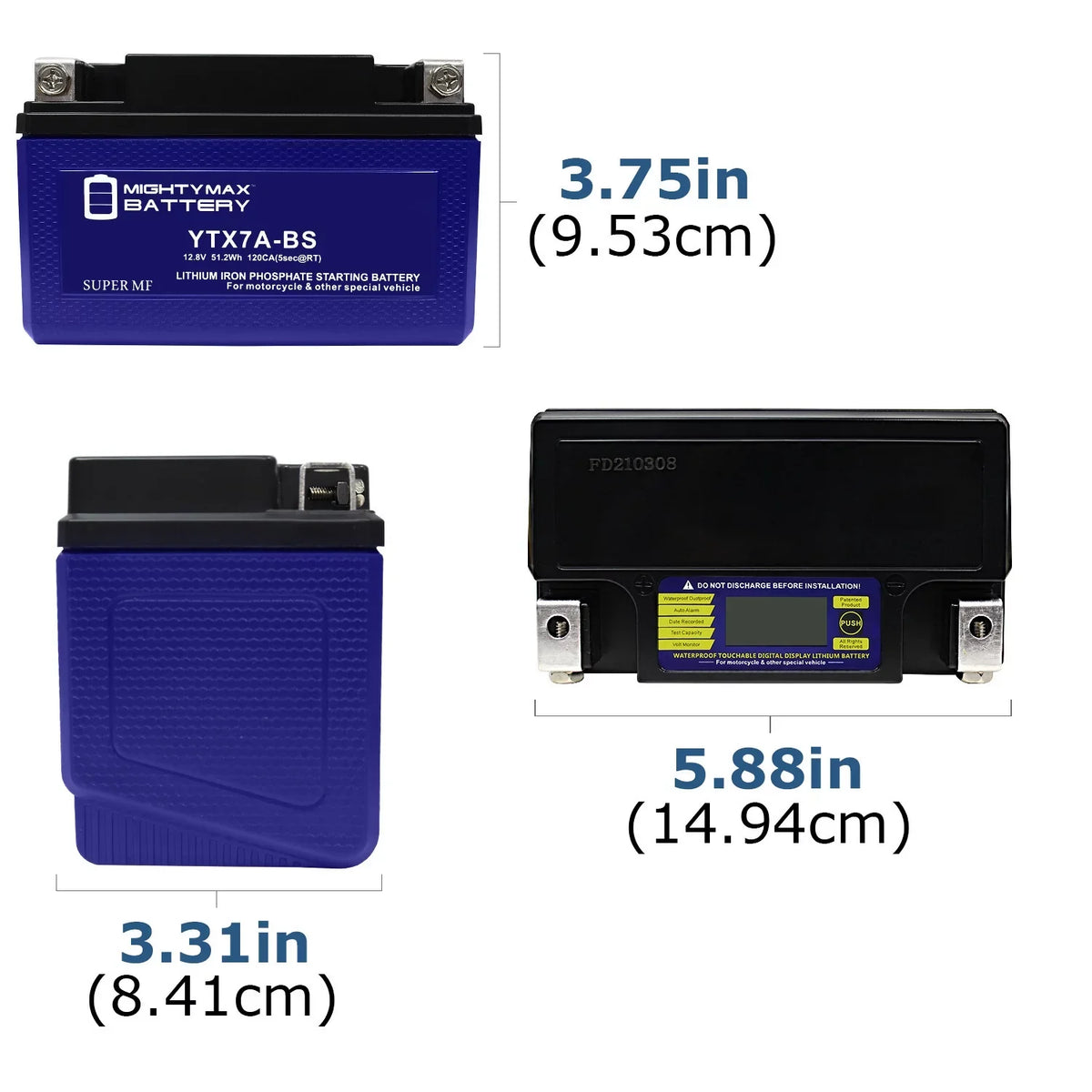 YTX7A-BS Lithium Replacement Battery suitable with Go Kart GS Ztong Yee GTX-7A-BS - 6 Pack