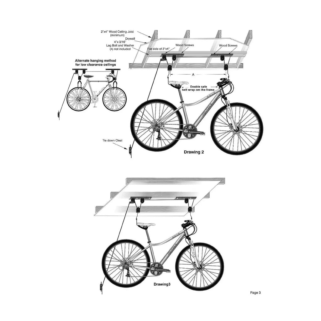 excellent WORKING TOOLS Bike Hoist for Garage Ceiling Mount Pulley System Bike Storage, 55 Lbs Limit, Set Of 2 Bike Hangers for Garage Storage