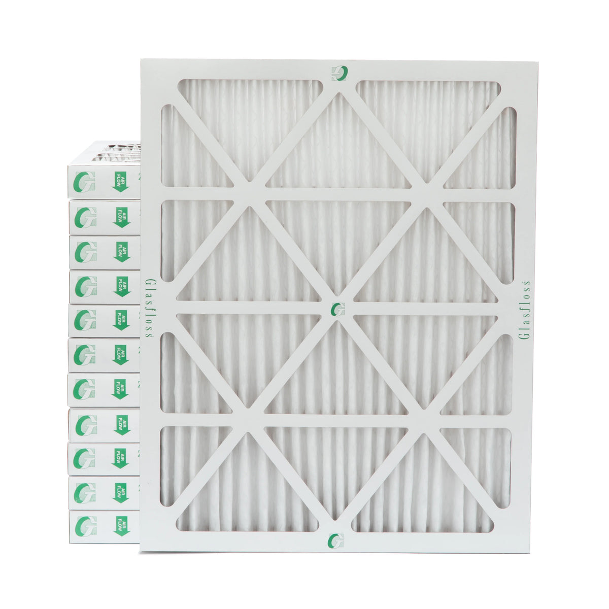 Actual Size: 19-1/2 x 24-1/2 x 1-3/4. 12 Pack of 20x25x2 MERV 13 Pleated 2" Inch Air Filters by Glasfloss