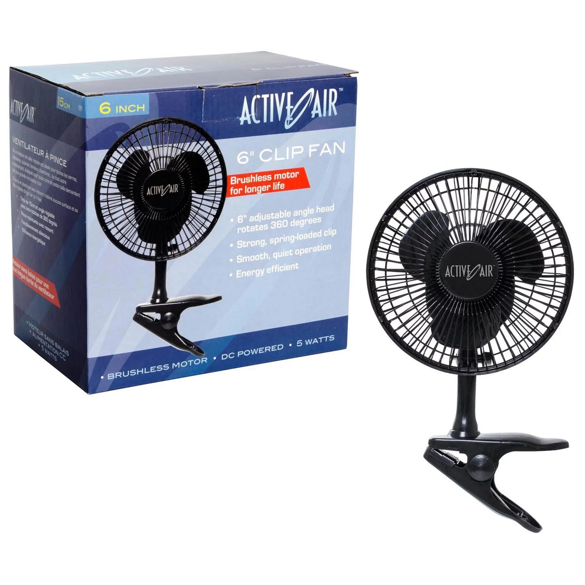 Active Air HORF6 6in Clip-On 5W Brushless Motor Hydroponic Grow Fan for Gardens