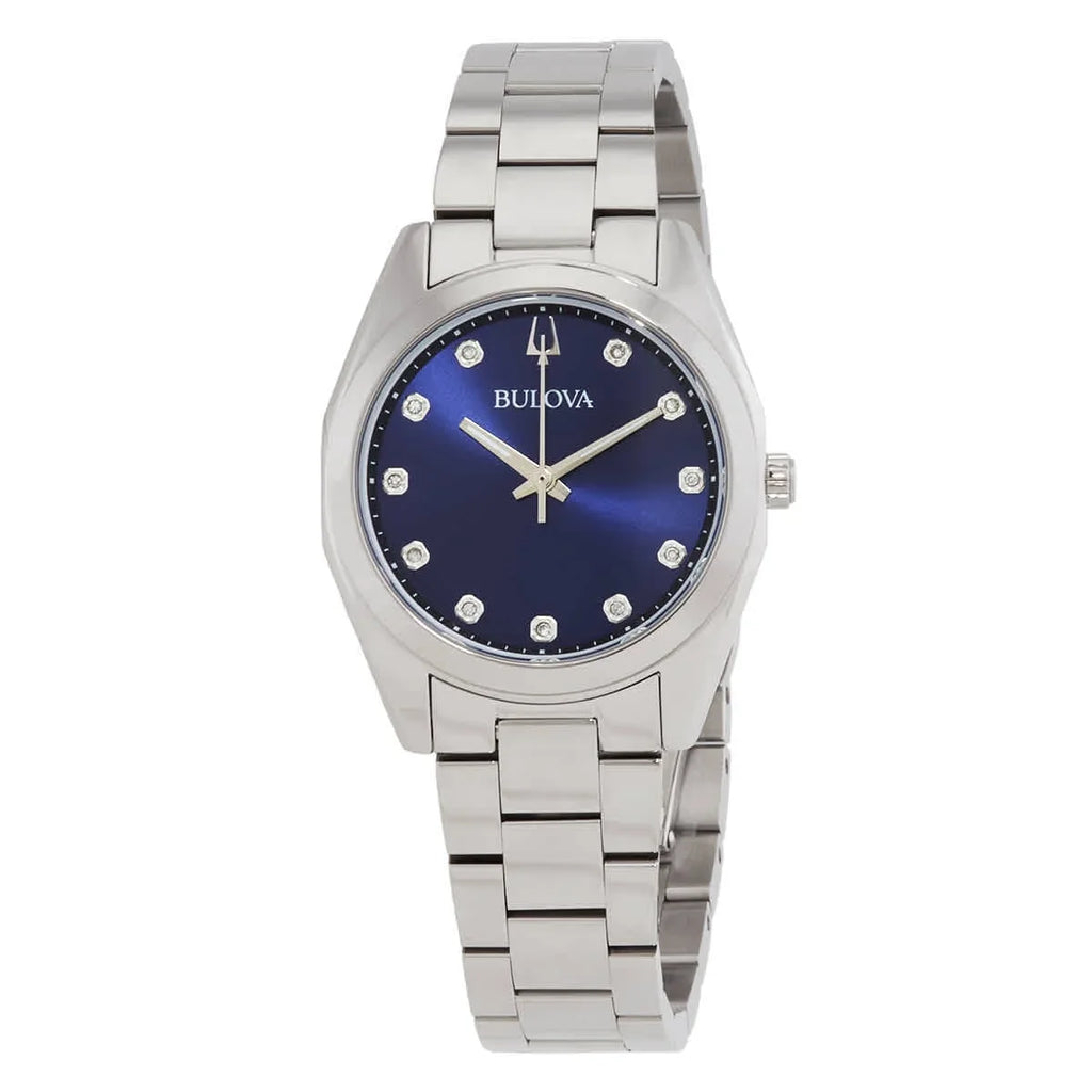 Bulova Surveyor Quartz Diamond Blue Dial Ladies Watch 96P229