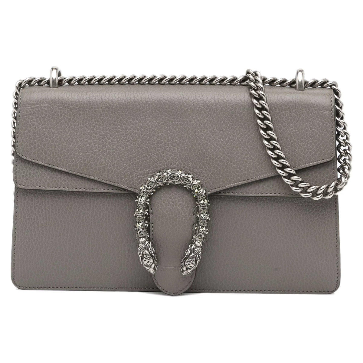 Pre-Owned Authenticated Gucci Small Dionysus Shoulder Bag Calf Leather Gray Unisex (Good)