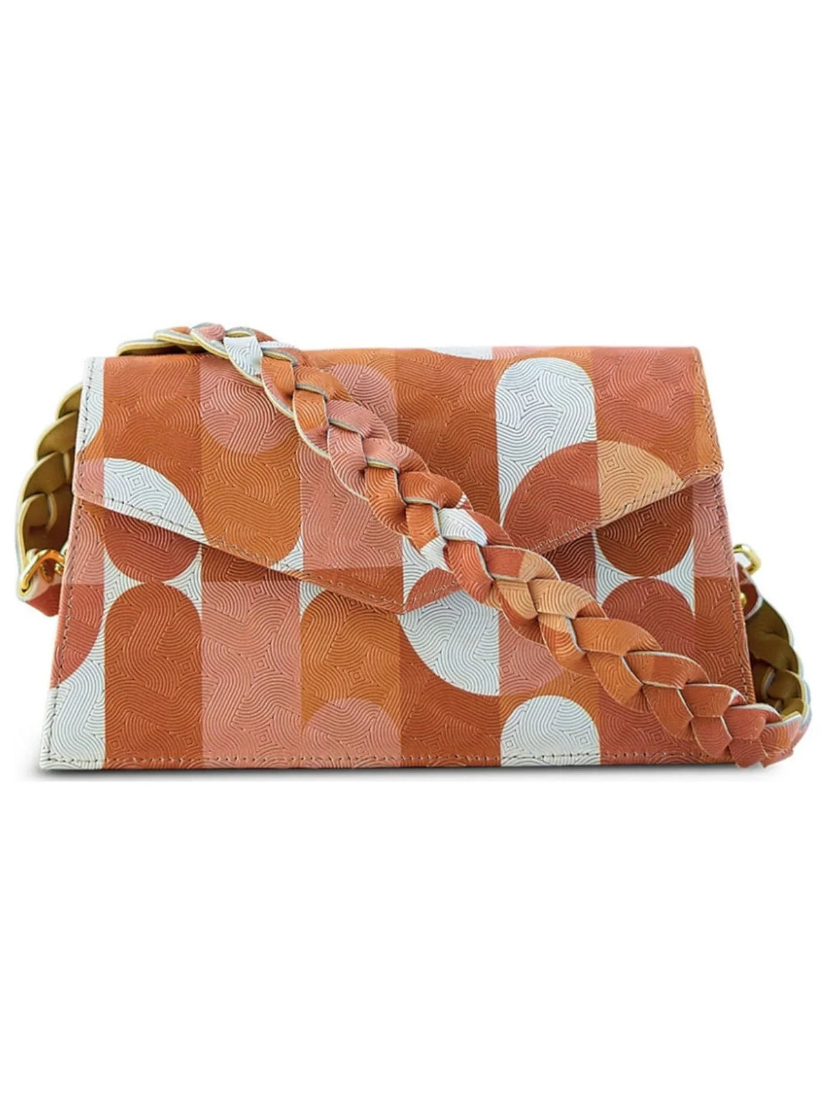 ANIMA IRIS Women's Beige Neutral Picasso Zaya Leather Patterned Single Strap Handbag Purse