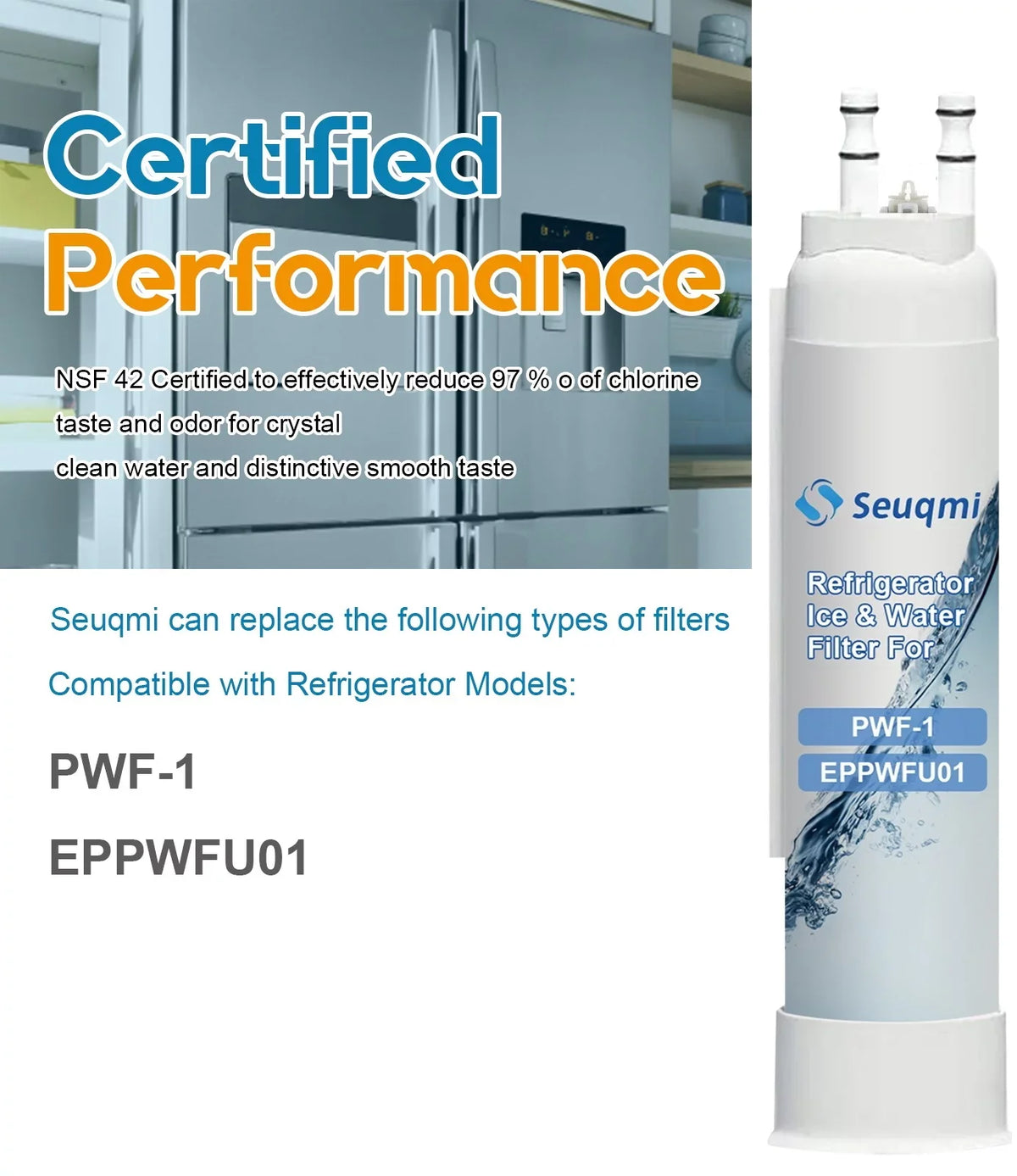 2Pack Seuqmi brand aqua and ice filters are suitable with Frigidaire®PurePour PWF-1 FPPWFU01