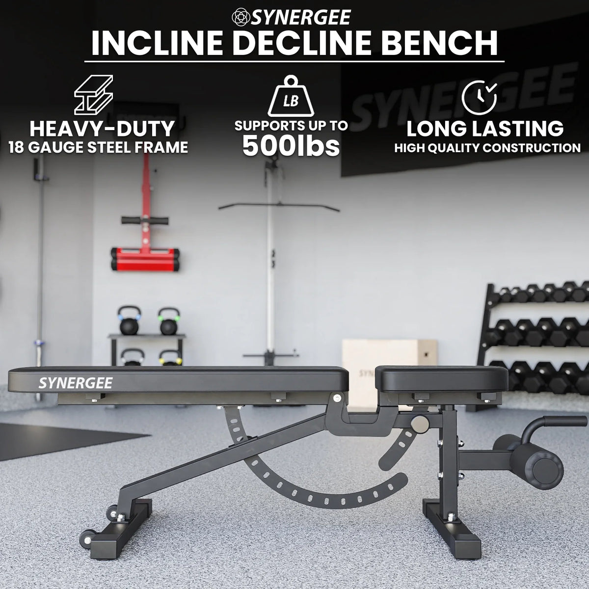 top-notch for Commercial, Garage and Home Gym.. Weight Bench for Dumbbell & Barbell Press Exercises & Workouts. Synergee Adjustable Incline Decline Workout Bench