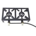 8KW/27295BTU Portable 2 Burners Outdoor BBQ Camping Gas Stove Hiking Propane Cooker W/ Hose