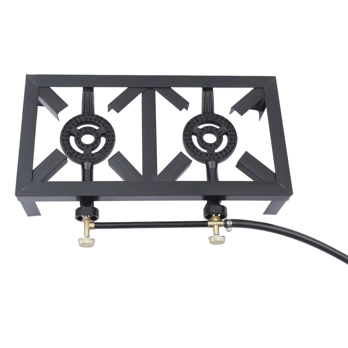 8KW/27295BTU Portable 2 Burners Outdoor BBQ Camping Gas Stove Hiking Propane Cooker W/ Hose