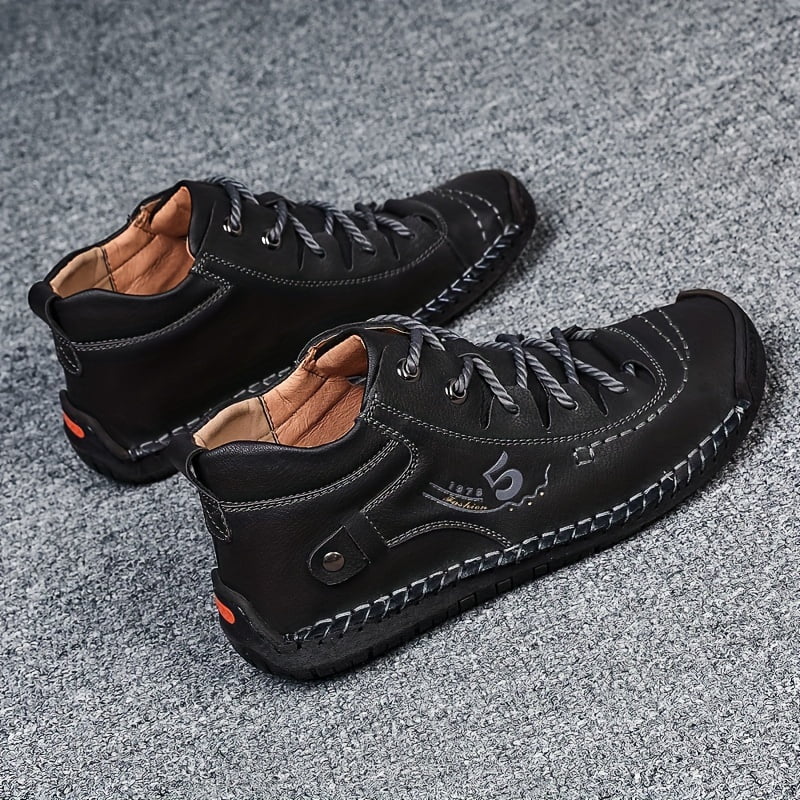 KINODAY Synthetic Leather Hand-stitching Ankle Boots  Breathable Anti-slip Lace-up Walking Shoes For Outdoor  Spring Summer And Autumn