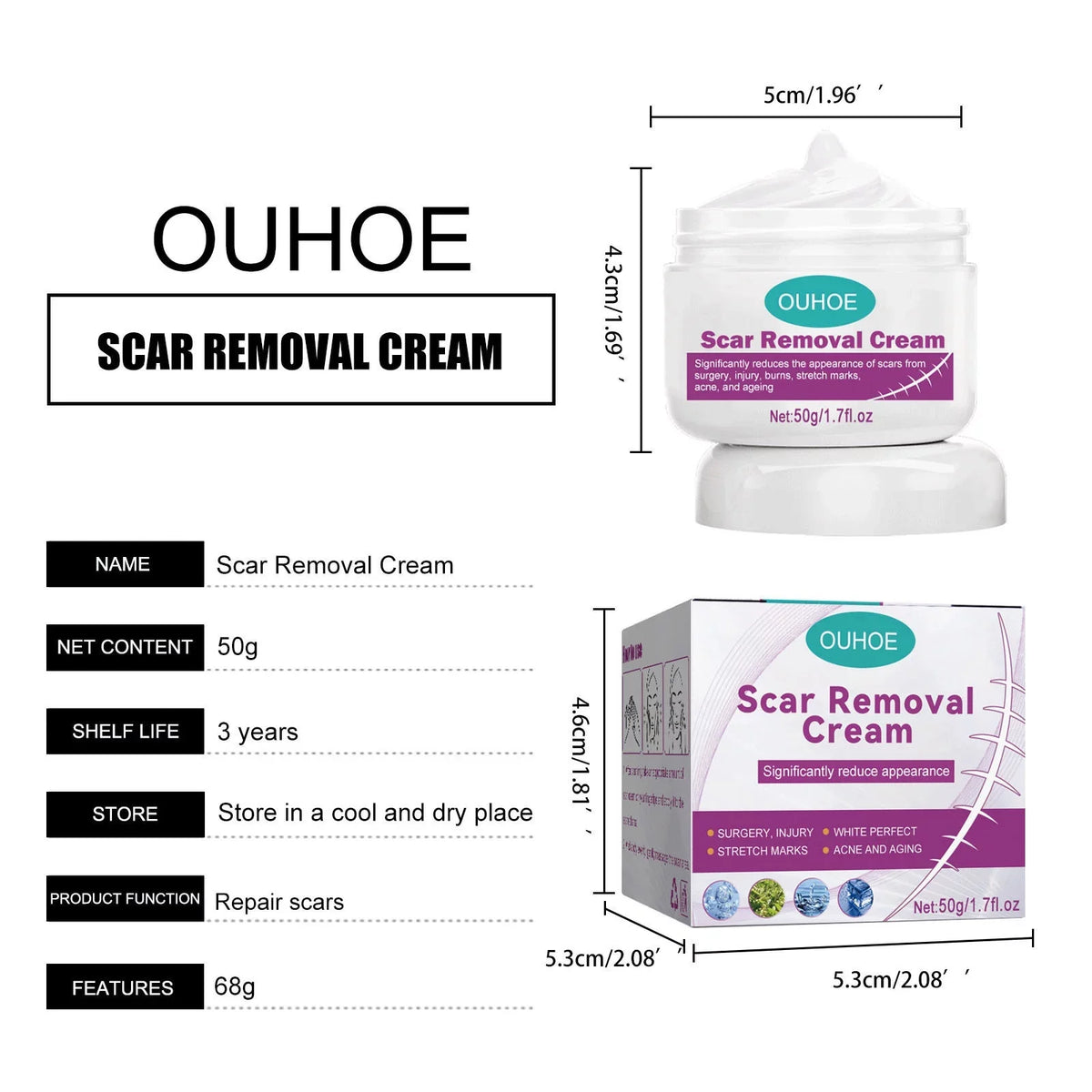 2PCS Scar Removal Cream Scar Repair Cream Scar Removal and Skin Repair 50ml
