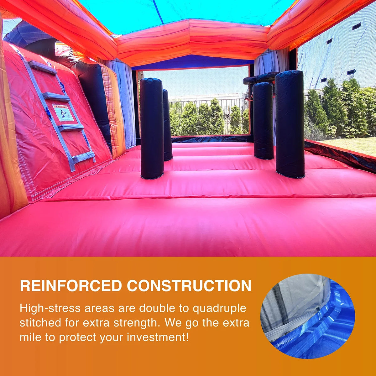 JumpOrange Titan Rocker Outdoor Commercial Grade Inflatable Bounce House aqua Slide with Splash Pool for Kids and Adults with Blower