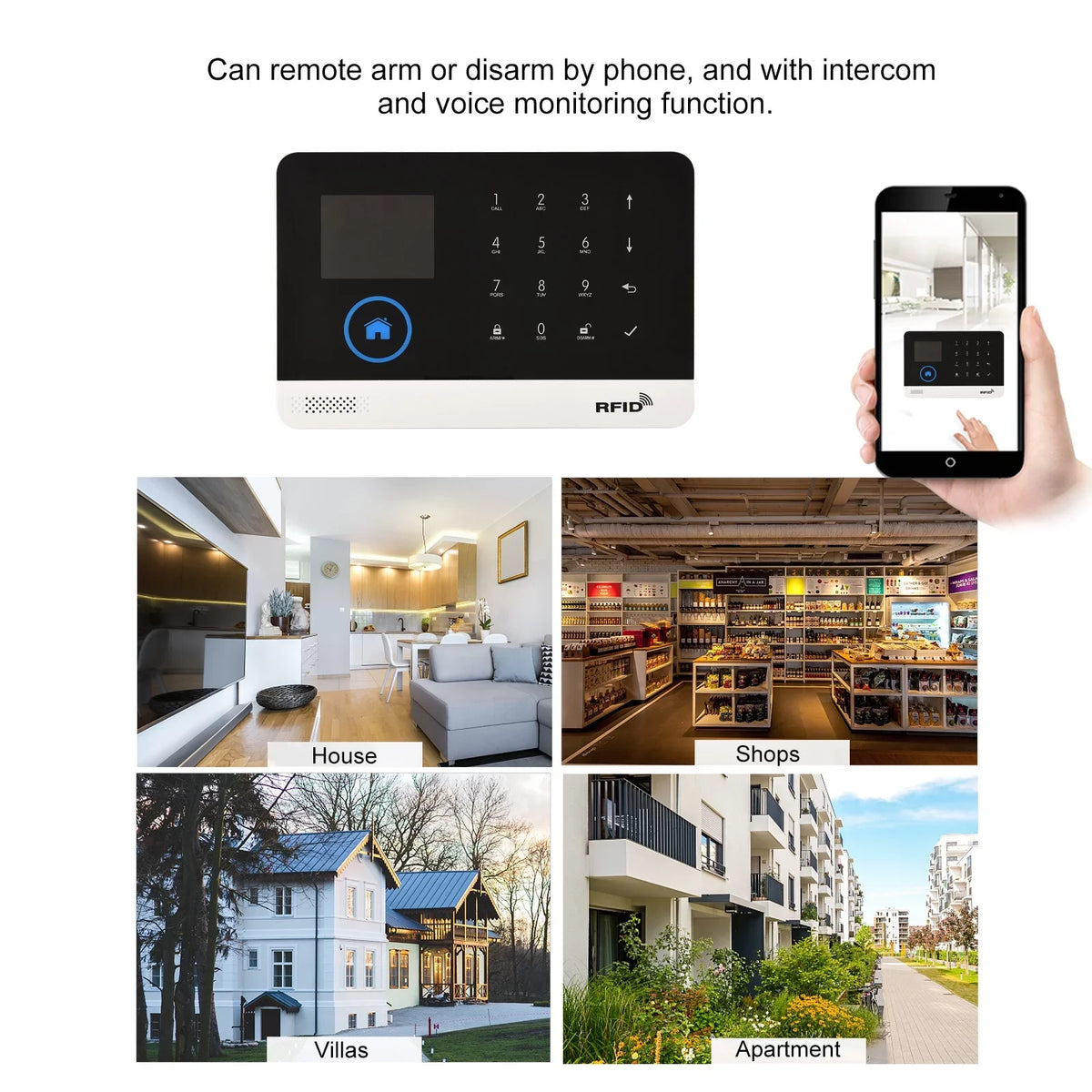 433MHz Wireless WIFI + GSM Auto-dial Alarm System LCD Display Door Sensor PIR Motion Sensor Phone APP Remote Control appropriate with Home Voice Control Smart Home Burglar Alarm System