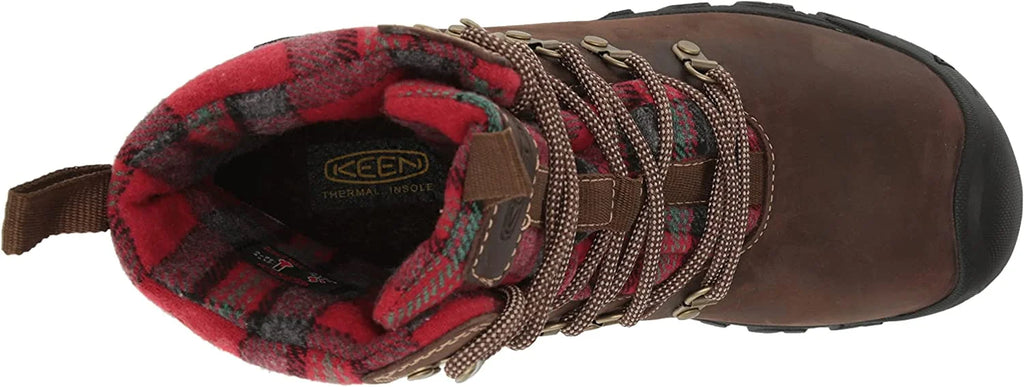 KEEN Greta Insulated Waterproof Boots for Ladies - Dark Brown/Red Plaid - 7.5M
