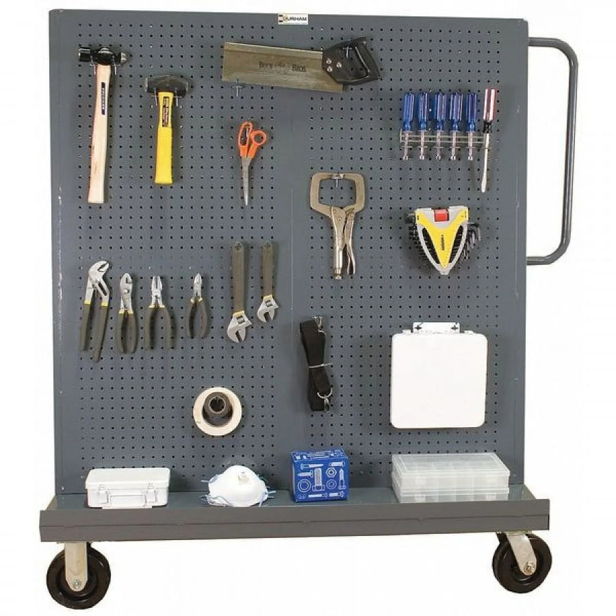 Steel & Iron A Frame Truck with Louvered Panels & Pegboard on Either Side. Durham AF-3048-PBLP-95 57 x 48 x 30 in