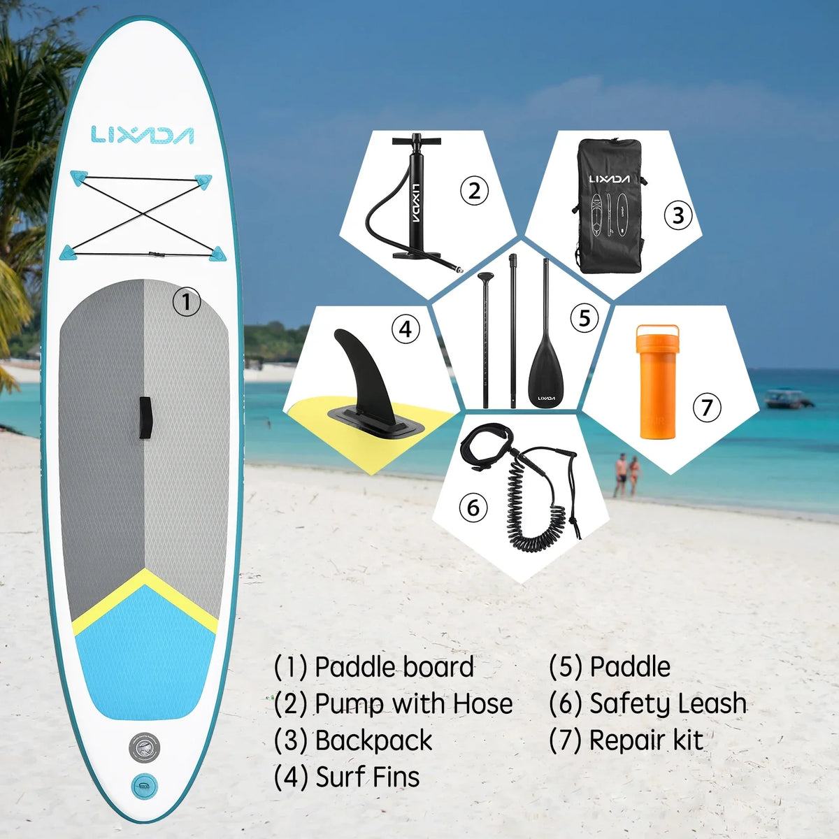 Lixada Surfboard Set, Inflatable Paddle Board for aqua with Travel Backpack