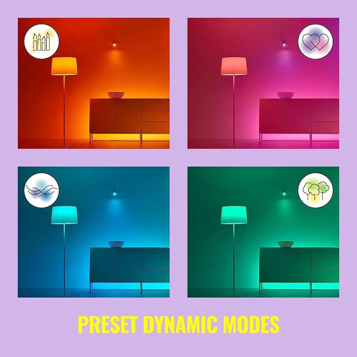 WiZ 60W A19 Color LED Smart Bulb - Pack of 6 - E26- Indoor - Connects to Your Existing Wi-Fi - Control with Voice or App + Activate with Motion - Matter matching