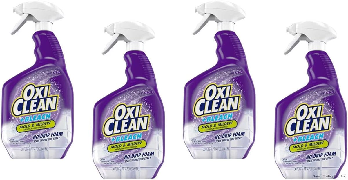 (Pack Of 4). Oxiclean Plus Bleach, No Drip Foam, Mold & Mildew Bathroom Stain Remover 30 Oz