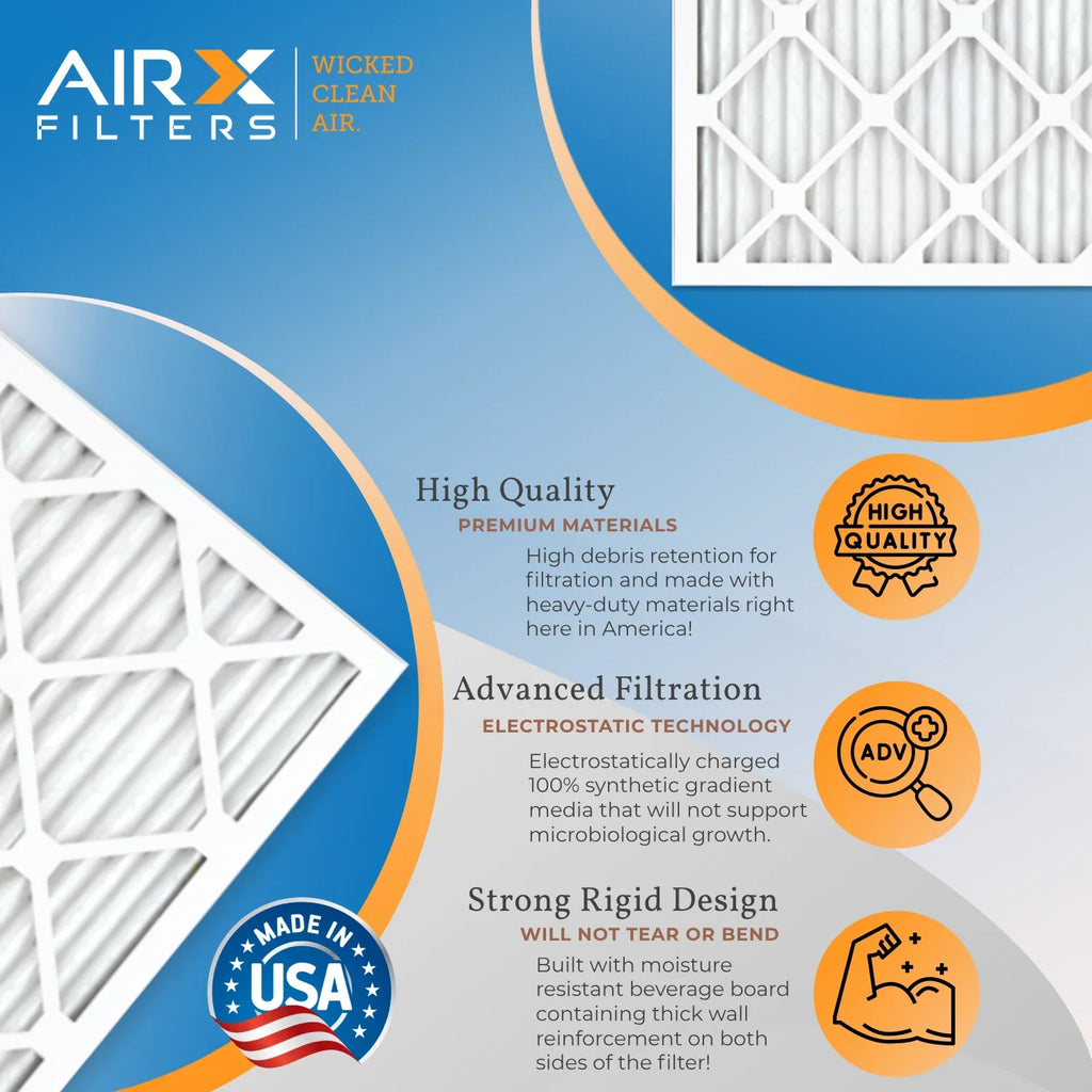 16x20x1 Air Filter MERV 13 Rating, 12 Pack of Furnace Filters Comparable to MPR 1500 - 2200 & FPR 9 - Made in USA by AIRX FILTERS WICKED CLEAN AIR.