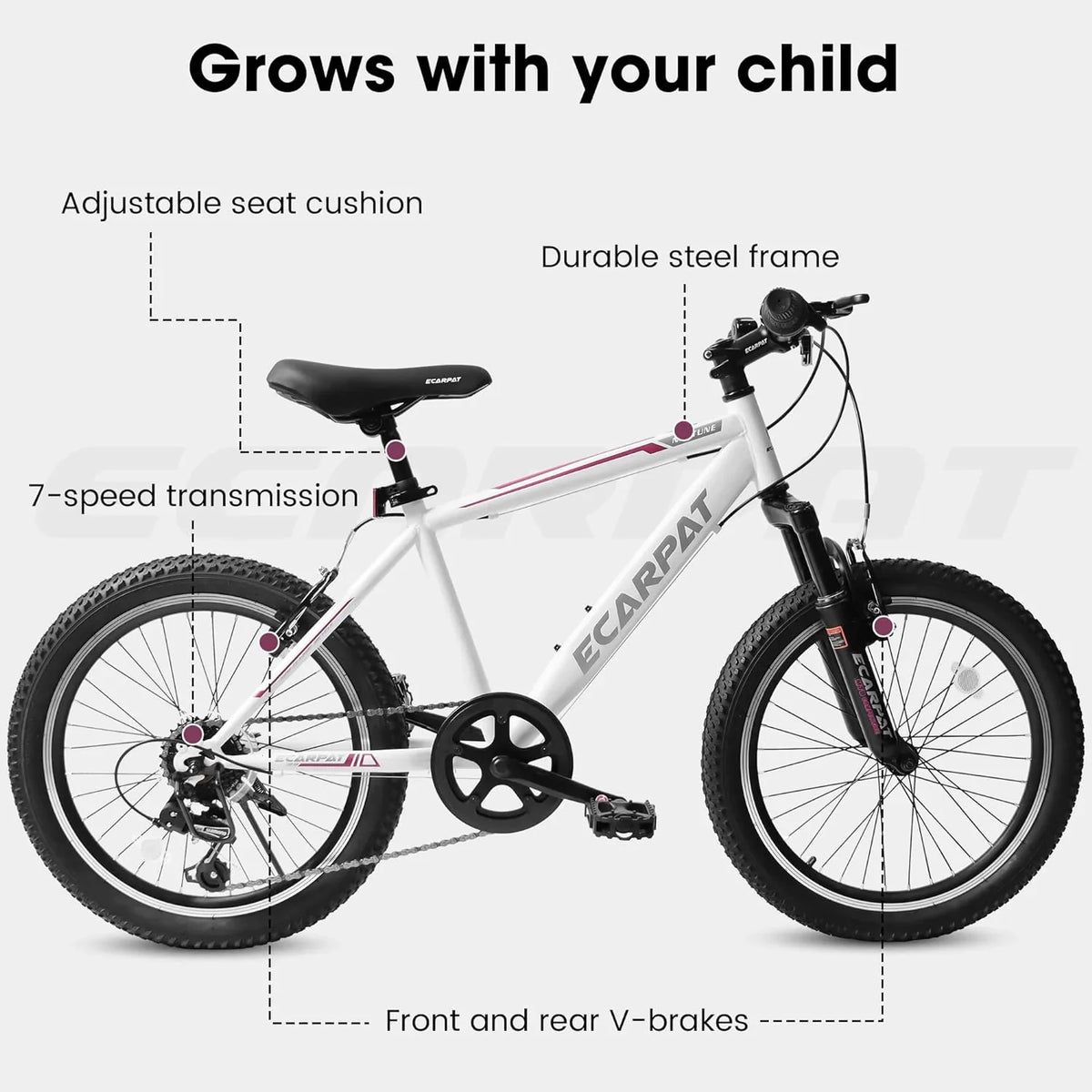 Ecarpat  Kids’ Bike 20 Inch Wheel, 20 Inch Mountain Bike 7-Speed, Boys Girls Child Kids’ Bicycles