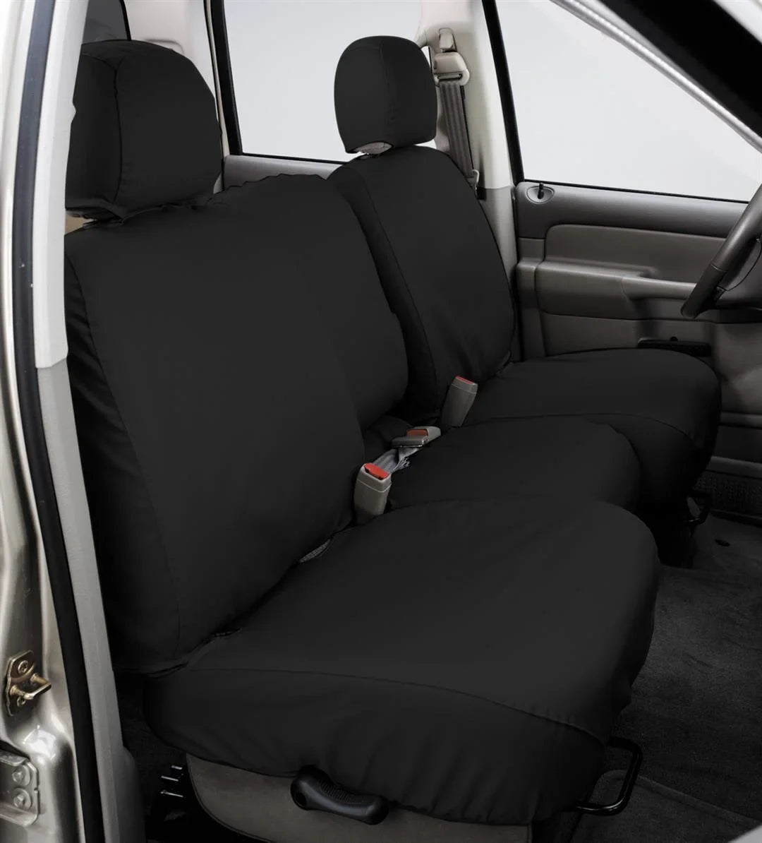 Covercraft Custom-Fit Front Bench SeatSaver Seat Covers - Polycotton Fabric, Charcoal Black Fits select: 2007-2008  F150