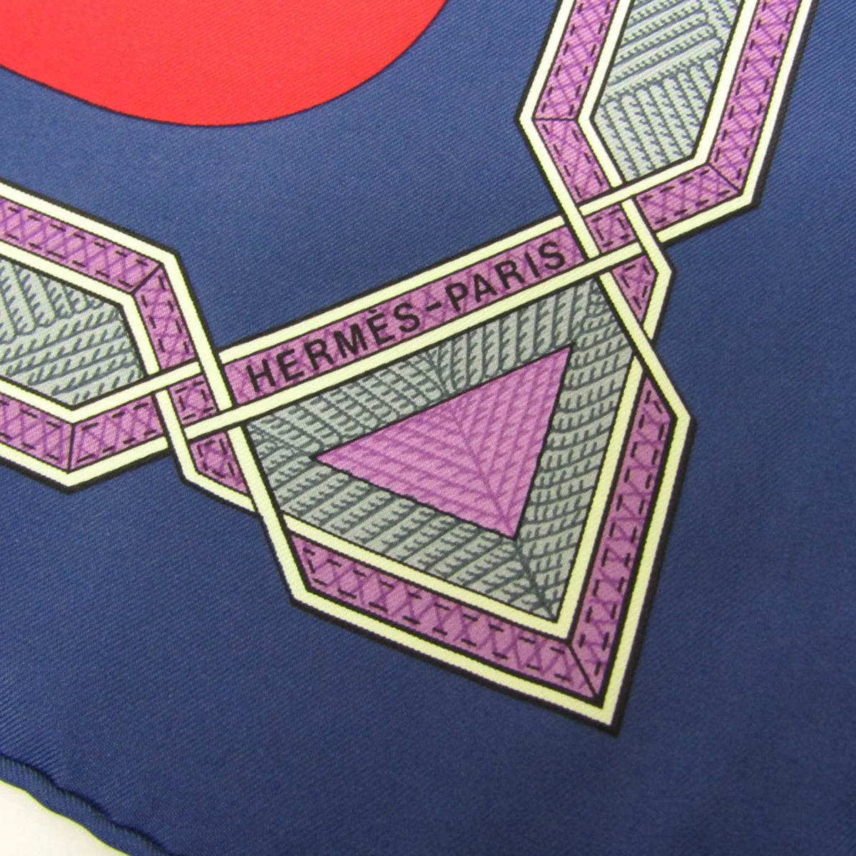 Pre-Owned Hermes Carre90 CUIRS DU DESERT Women's Silk Scarf Multi-color,Navy,Red Color (Good)