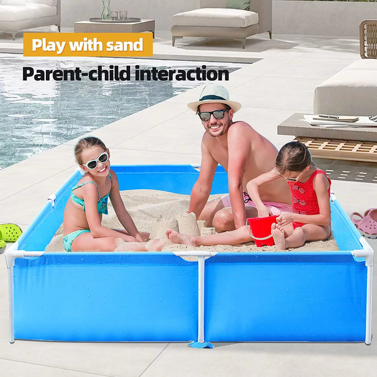COVERONICS 59x59 Metal Frame Pool Summer - COVERONICS Swimming Pool for Summer aqua Play, Outdoor Indoor Pool Ball/Sand Pit for Backyard Party