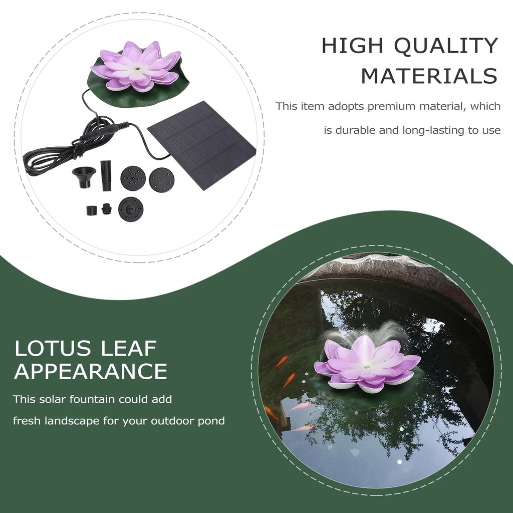 Gongxipen 1 Set Lotus Solar Fountain Outdoor Waterscape Fountain Pond Floating Fountain