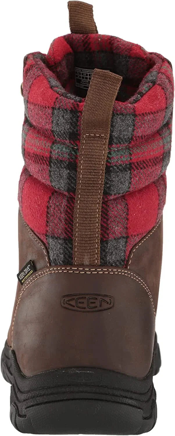 KEEN Greta Insulated Waterproof Boots for Ladies - Dark Brown/Red Plaid - 7.5M