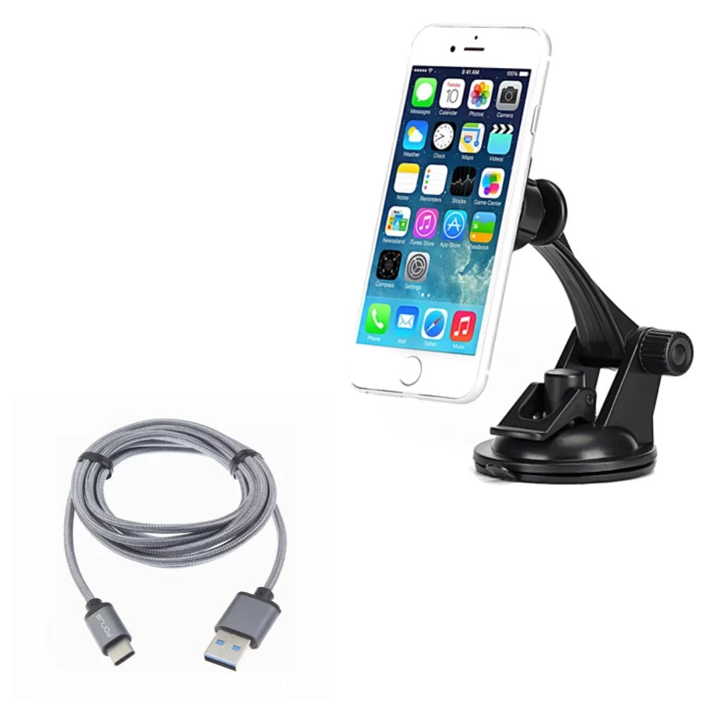 10ft USB Cable w Car Mount, Type-C Charger Cord Power, Magnetic Holder Dash W2R for  Galaxy A9 A50 A20 A10e - Sonim XP8 XP3 -  Xperia 5 10 Plus 1 -  Redmi Note 7, Mi Mix 2 9T