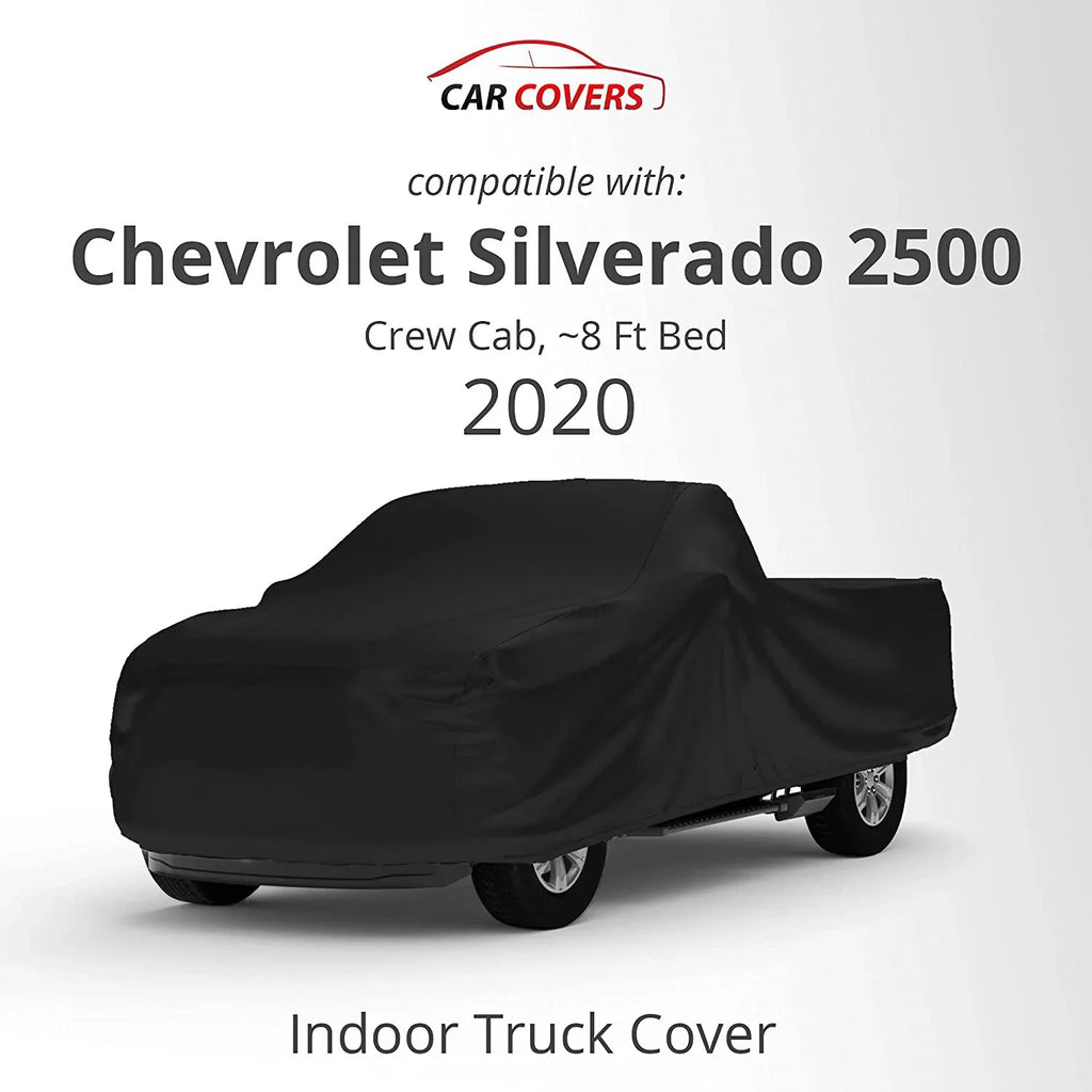 Indoor Truck wrap suitable with 2020 Chevrolet Silverado 2500 Crew Cab, 8 Ft Bed - Black Satin - Ultra Soft Indoor Material - Keep Vehicle Looking Between Use - Includes Storage Bag